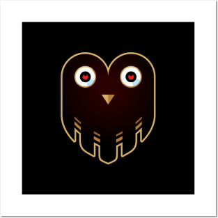 Black Owl Face Curious Look Posters and Art